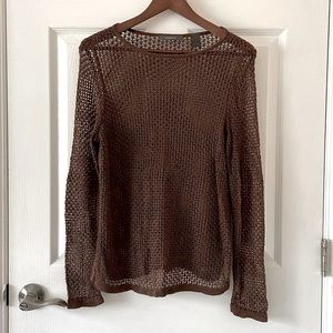 Liz Claiborne Brown Crochet Sweater Top